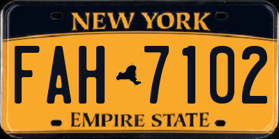 NY license plate FAH7102