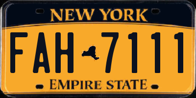 NY license plate FAH7111