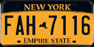 NY license plate FAH7116