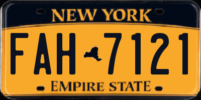 NY license plate FAH7121