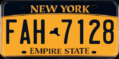 NY license plate FAH7128
