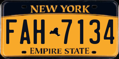 NY license plate FAH7134