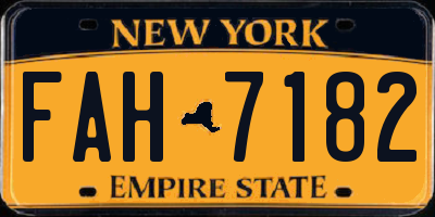 NY license plate FAH7182