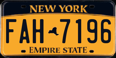 NY license plate FAH7196