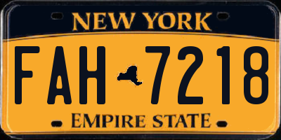 NY license plate FAH7218
