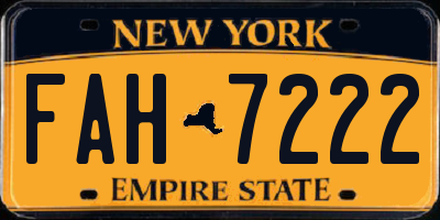 NY license plate FAH7222