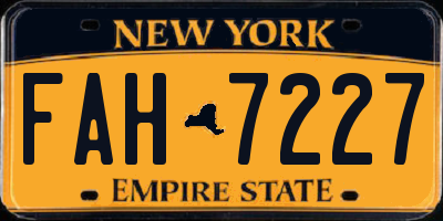NY license plate FAH7227