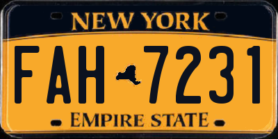 NY license plate FAH7231