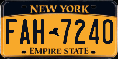 NY license plate FAH7240