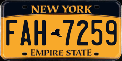 NY license plate FAH7259