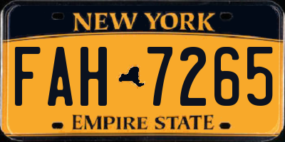 NY license plate FAH7265