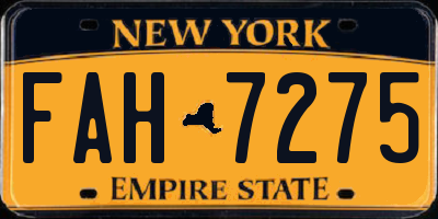 NY license plate FAH7275