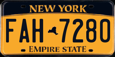 NY license plate FAH7280
