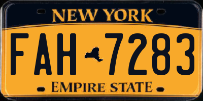 NY license plate FAH7283