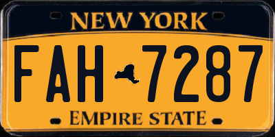 NY license plate FAH7287