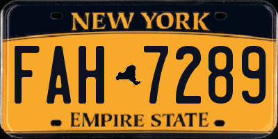 NY license plate FAH7289