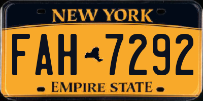 NY license plate FAH7292