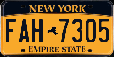 NY license plate FAH7305