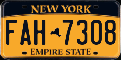 NY license plate FAH7308