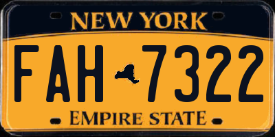 NY license plate FAH7322