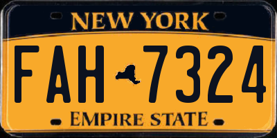 NY license plate FAH7324