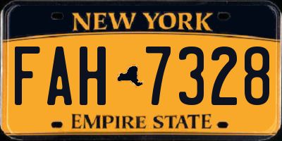 NY license plate FAH7328