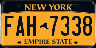 NY license plate FAH7338