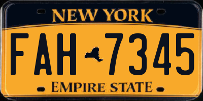 NY license plate FAH7345