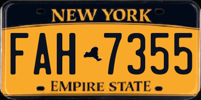 NY license plate FAH7355