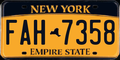 NY license plate FAH7358
