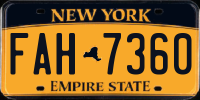 NY license plate FAH7360