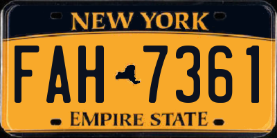 NY license plate FAH7361