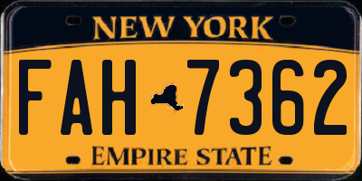 NY license plate FAH7362