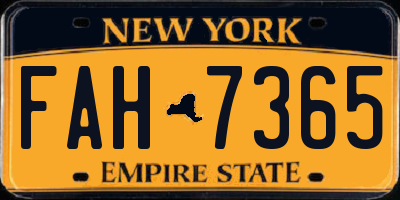 NY license plate FAH7365