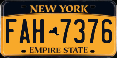 NY license plate FAH7376