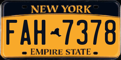NY license plate FAH7378