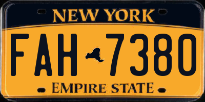 NY license plate FAH7380