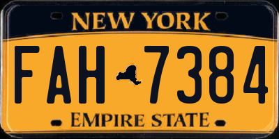 NY license plate FAH7384