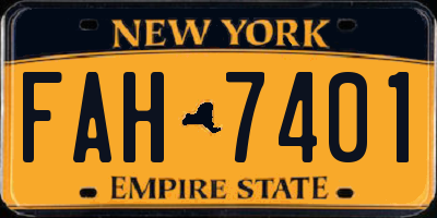 NY license plate FAH7401
