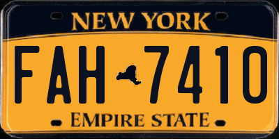NY license plate FAH7410