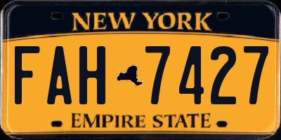 NY license plate FAH7427