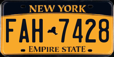 NY license plate FAH7428