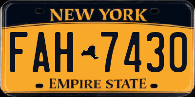 NY license plate FAH7430
