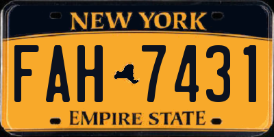 NY license plate FAH7431