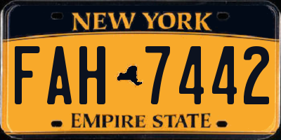 NY license plate FAH7442