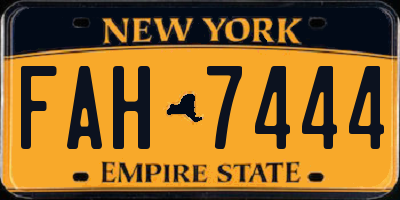 NY license plate FAH7444