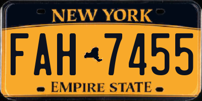 NY license plate FAH7455