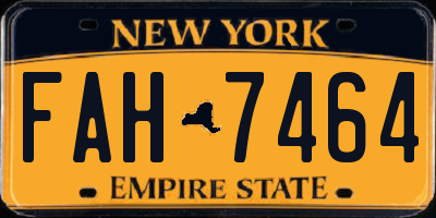NY license plate FAH7464
