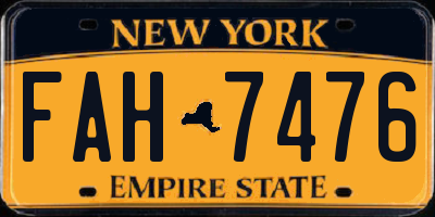 NY license plate FAH7476