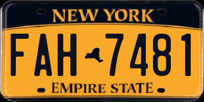 NY license plate FAH7481